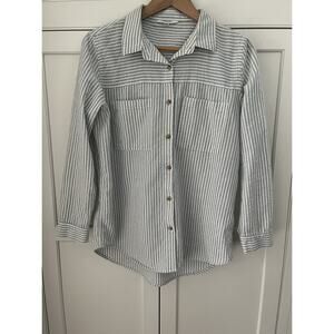 Rolla’s women cotton striped shirt size M white grey